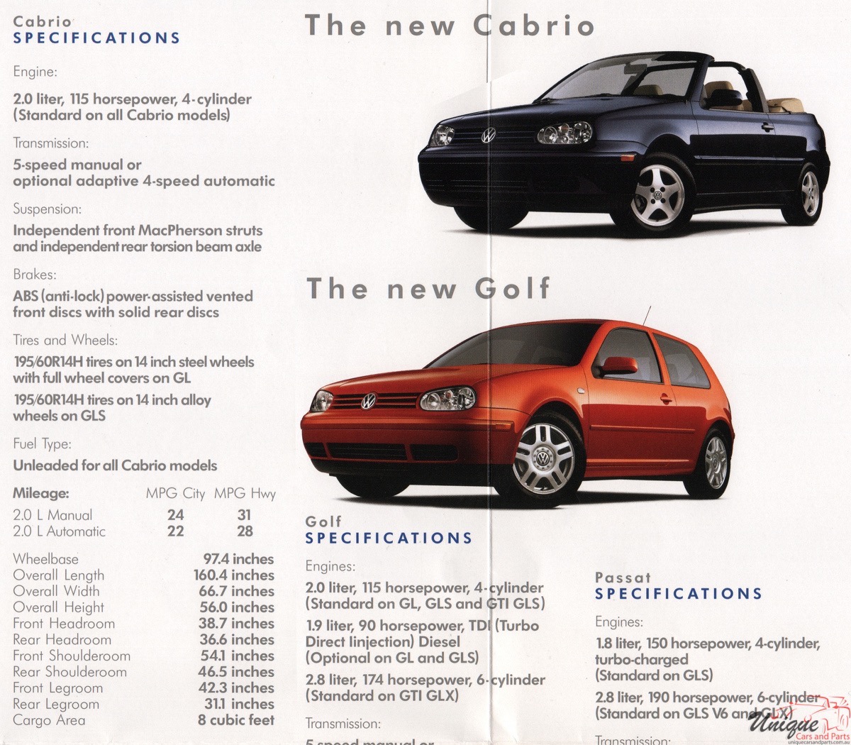 1999 VW Lineup Brochure Page 1